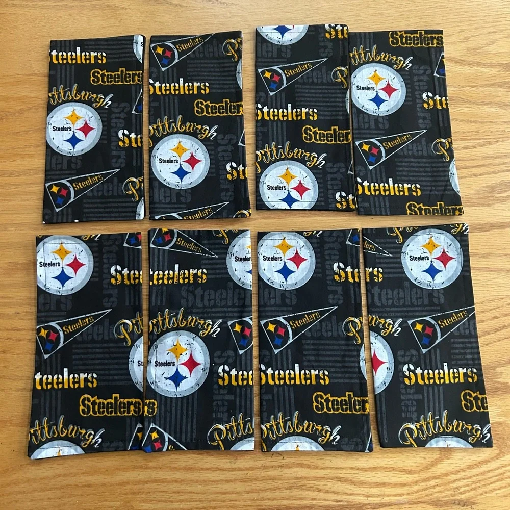 Set of 8 Pittsburgh Steelers‎ Cloth Napkins 9x9 Handmade Reusable Cotton NFL Fan